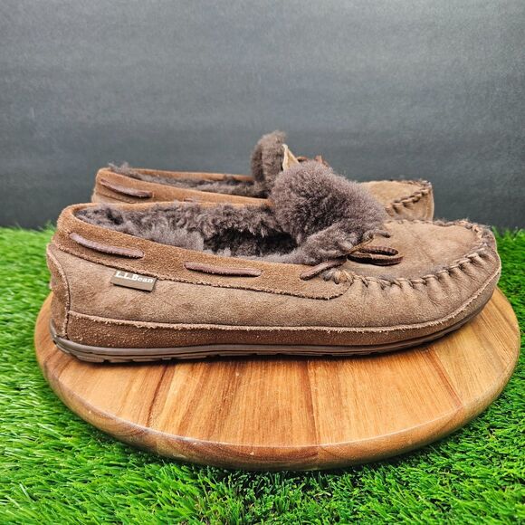 L.L. Bean Other - LL Bean Wicked Good Slippers Mens 9 Wide Brown Suede Shearling Slip On Shoes